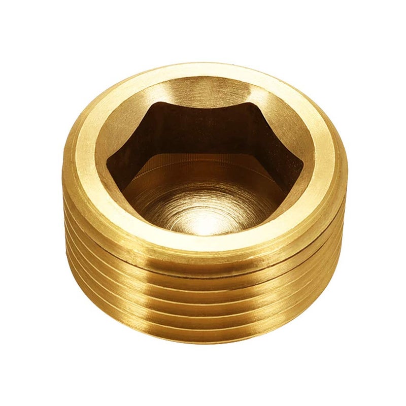 Joywayus Brass Hex Counter Sunk Plug 1/2" NPT Male Pipe Fitting Set Internal Hex Socket Thread Pipe Plug for Closing the End of Pipe (Pack of 6) - Image 2